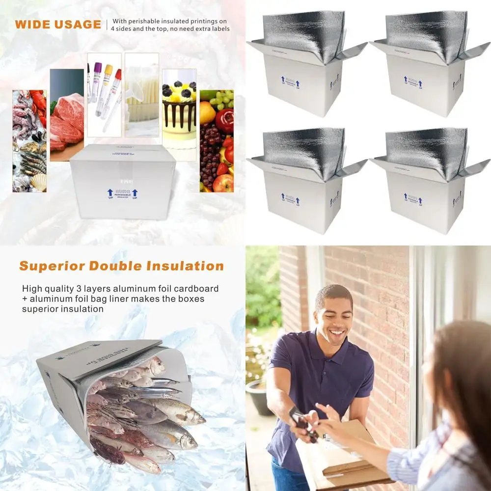 

Набор из 4-х изолированных транспортных коробок, 15 x 10 x 11, маленькие контейнеры для холодной транспортировки замороженных продуктов, белые