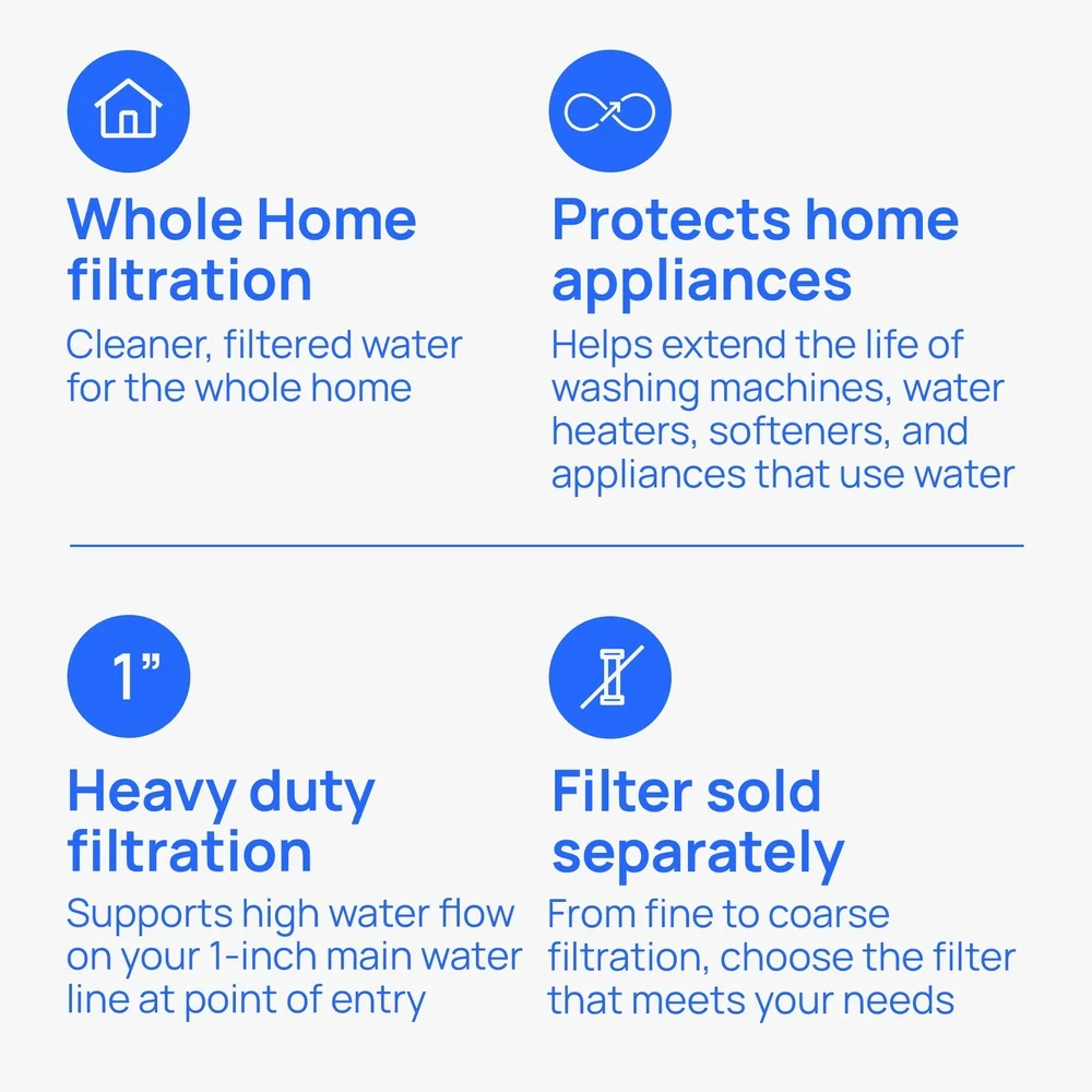 Hochleistungs-Wasserfiltrationssystem für das ganze Haus, 2,5 cm, klares Filtergehäuse, Entfernung von Sediment- und Rostskalen, einfach zu installierender Monitor