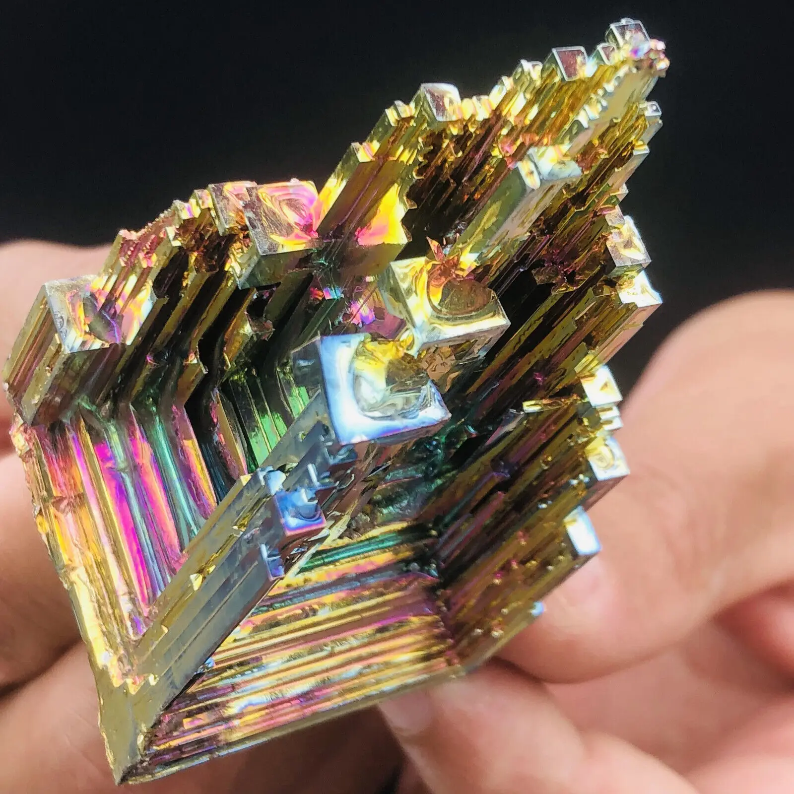 Natural Bismuth Collection, Quartz Crystal Minerals,Decorated with Colored Metallic Bismuth,Beautiful Specimens,Antimony Minera