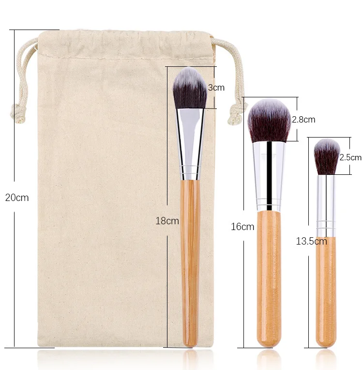 11-delige make-upborstels met natuurlijk bamboe handvat Hoge kwaliteit Foundation Blending Cosmetische make-up tool met katoenen tas voor dames