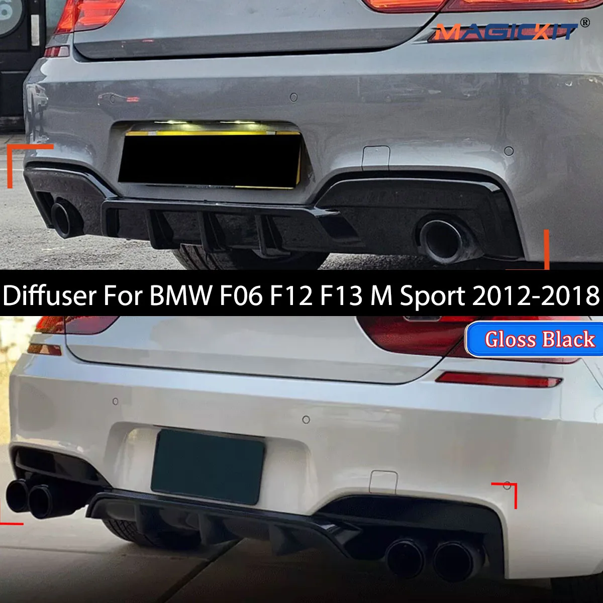 

Диффузор заднего бампера Magickit с двойным и одним выхлопом для BMW F06 F12 F13 640i 650i M Sport 2012-2018 Coupe 2Door Sedan 4-Door