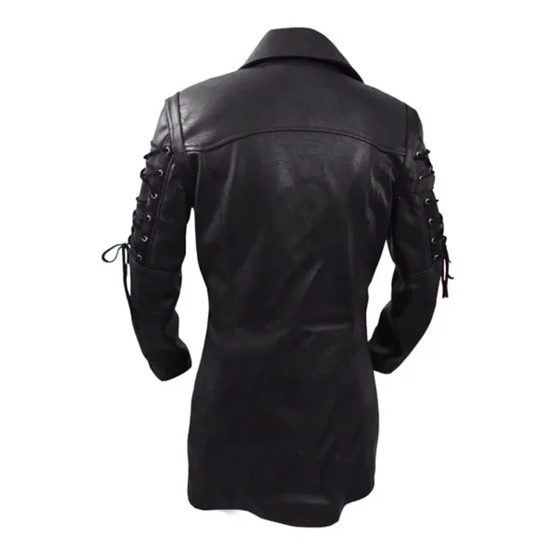 Cappotto Punk da uomo in ecopelle PU Trench giacca medievale Goth primavera autunno Top Streetwear Vintage Gothic Moto Biker Outwear cappotti