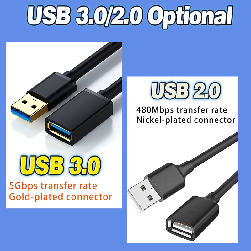 5m-0.5m USB to USB Extension Cable USB A Male to Female USB 3.0 2.0 Extender For Radiator Hard Disk TV Box USB Cable Extension