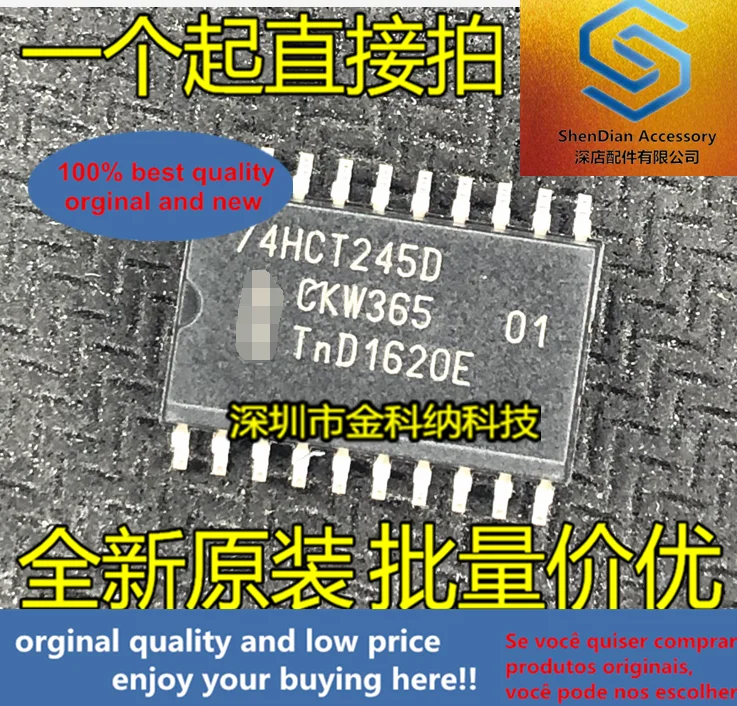 10pcs only orginal new 74HCT245D SOIC-20 three-state output eight-way bus transceiver wide body 7.2
