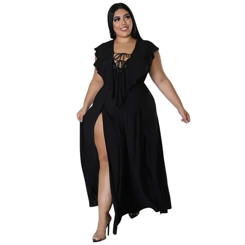 MY962 European and American plus size women's summer new sexy strap backless solid color dress, fat MM, sexy, plus size clothing