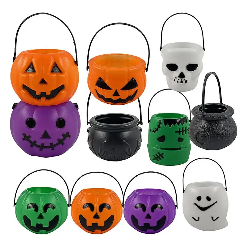 Trick Or Treat Bucket 11 Pieces Candy Bucket Goodie Bucket Trick Or Treat Party Bags Portable Trick Or Treat Pail Pumpkin