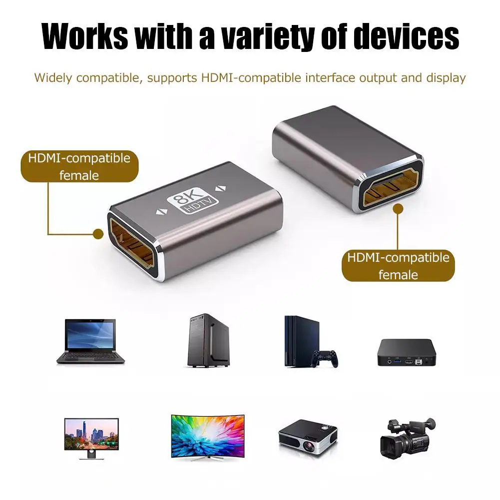 HDMI 2.1 مهائي كابلات 90 درجة الزاوية اليمنى ذكر إلى موصل سالب 4K 8K HDMI موسع للتلفزيون عصا الكمبيوتر المحمول