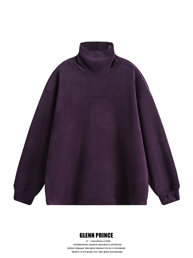 

GPstudio American Sle Trendy Pure Color Fleece Sweatshirt с высоким воротником для мужчин, осенне-зимняя новинка, базовая одежда для пар