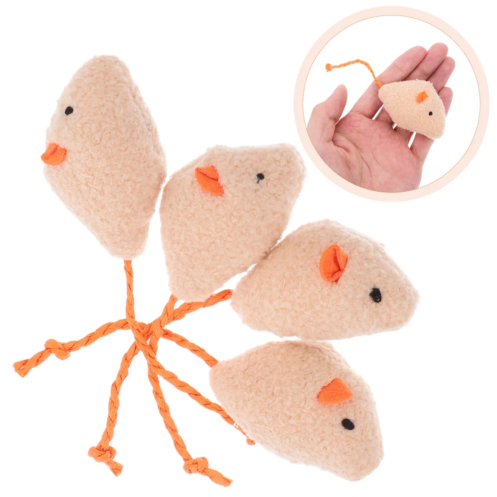 

4Pcs Realistic Mouse Cat Plaything Self-Entertaining Wobbling Teaser for Indoor Cats Chew Bite Exercise Simulation Rat