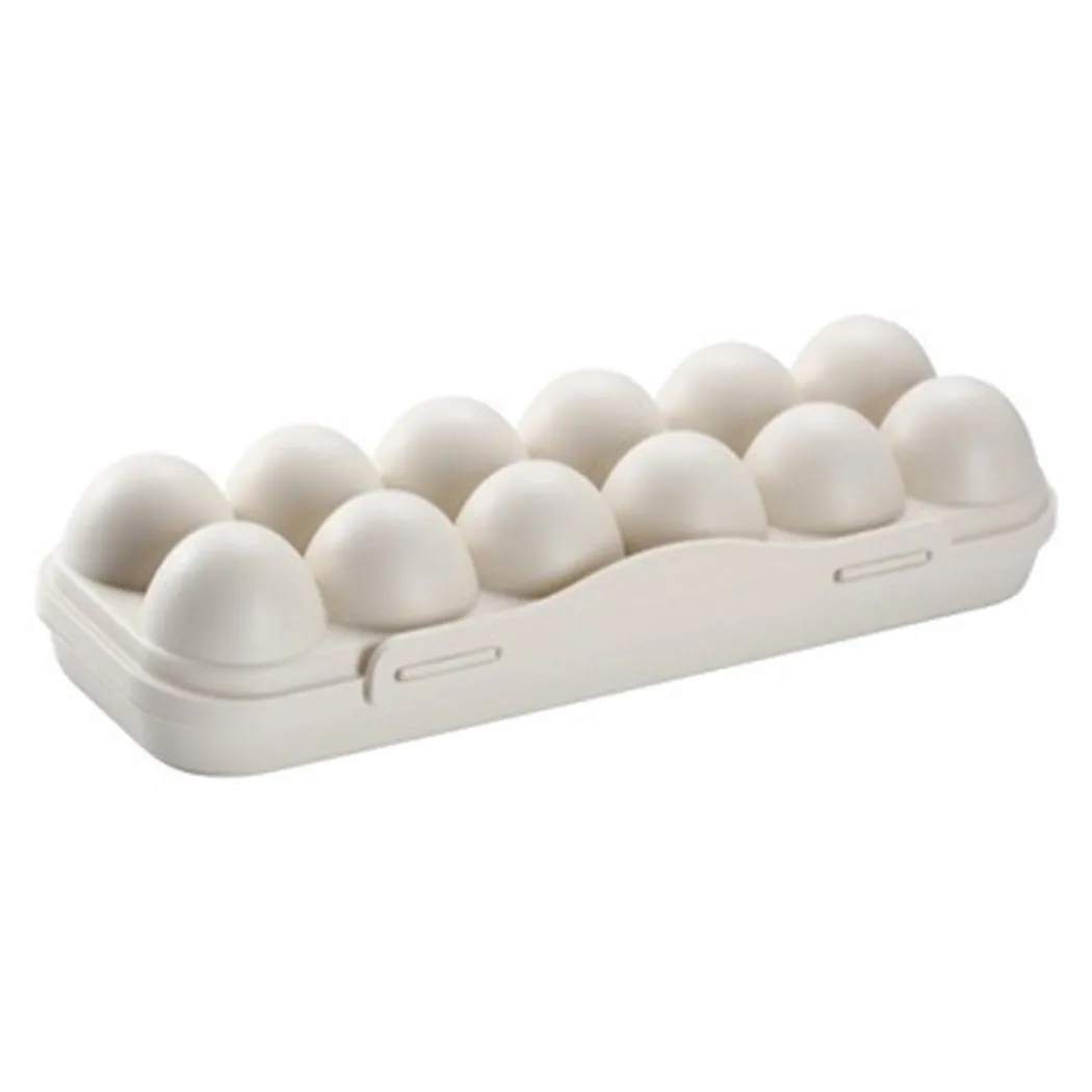 Refrigerator Egg Storage Box With Lid Plastic Crisper Egg Container Anti-scroll Bracket Home Kitchen Organization