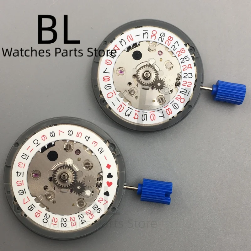 BLIGER High Accuracy Self-winding NH34A Mechanical Movement With Black Red Datewheel Calendar 24 Jewels At 3.0'clock Crown