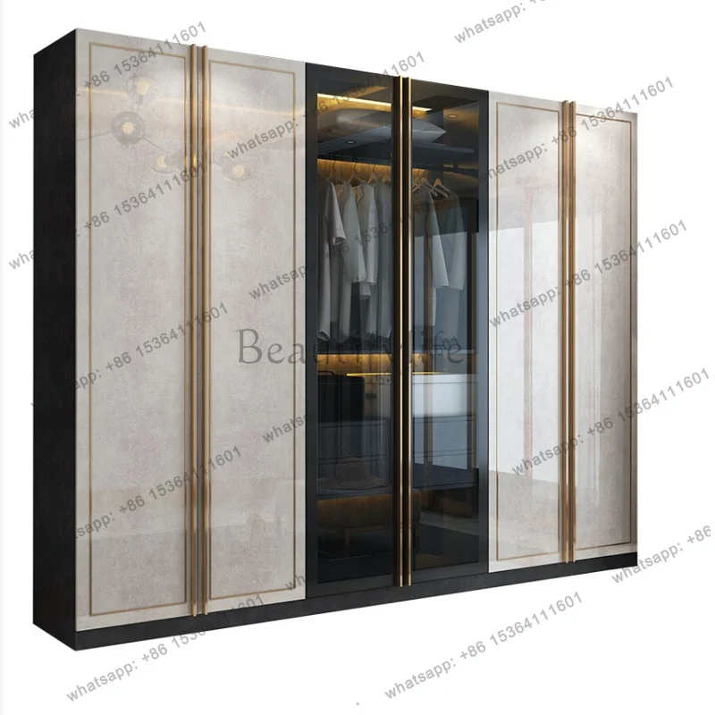 PG Luxury Glass Door Wardrobe Bedroom Modern Simple Cloakroom Cabinets Closet Organizer Storage Clothes Guarda Roupas Furniture