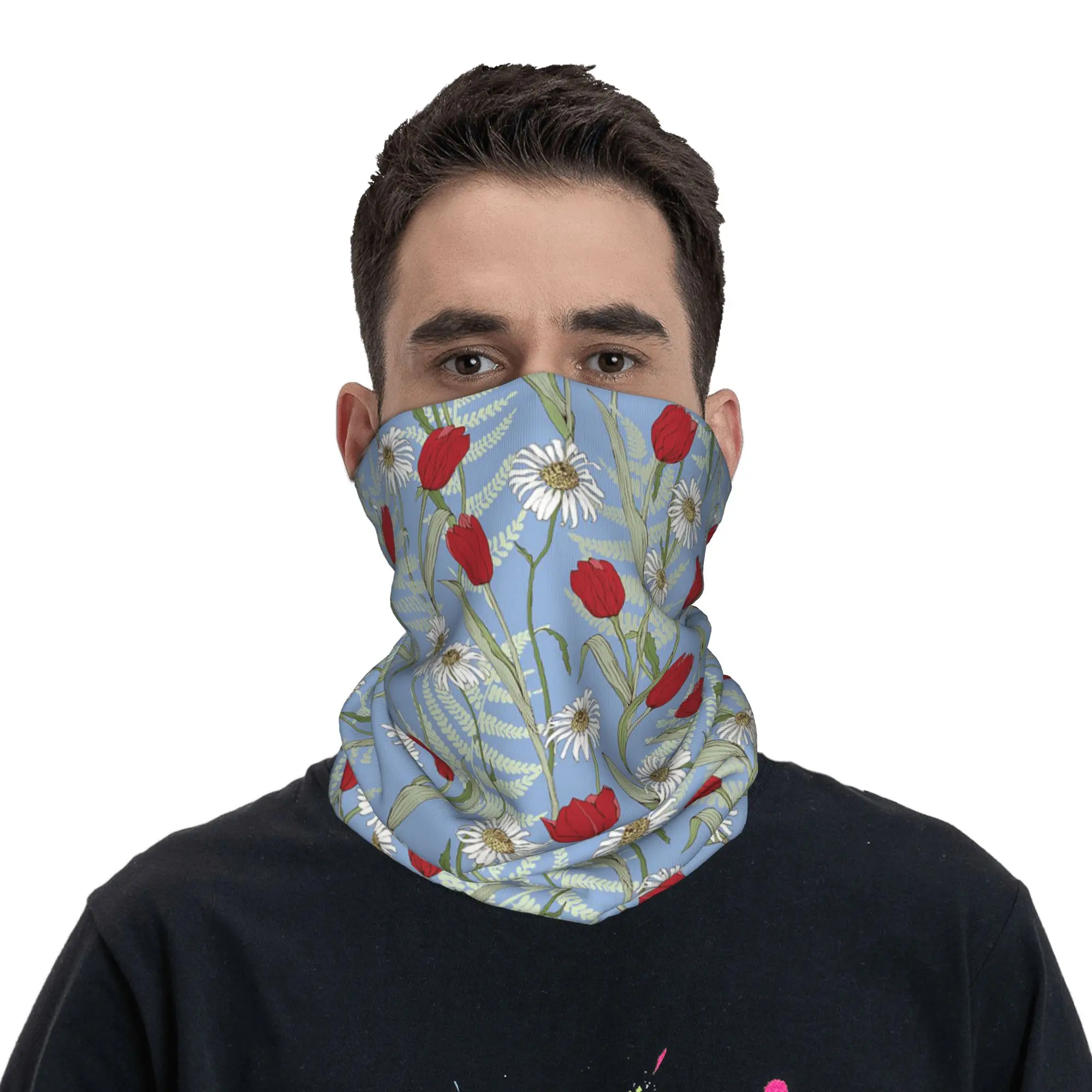 Tulip Bandana Neck Gaiter Printed Face Scarf Cycling Scarf Hiking Fishing for Men Women Adult Winter