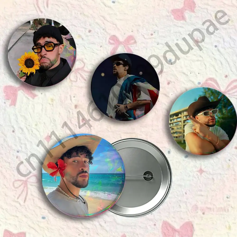 B-Bad Bunny-Y Badges 25 32 44 58 75 mm Round Customizable Wholesale Fan goods Self-made fan freebies