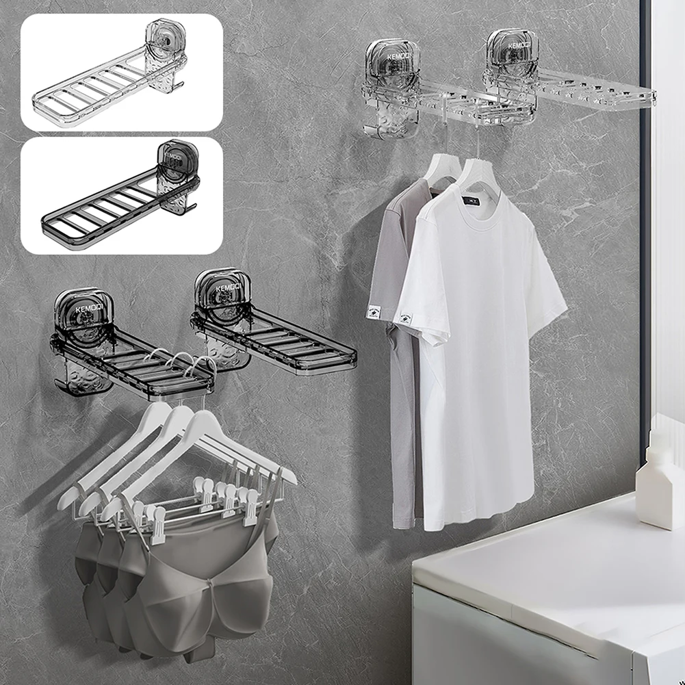 Folding Clothes Hanger Rack Punch Free Clothes Rack Wall Mount Clothes Coat Drying Rack Portable Hangers for Home Laundry Travel