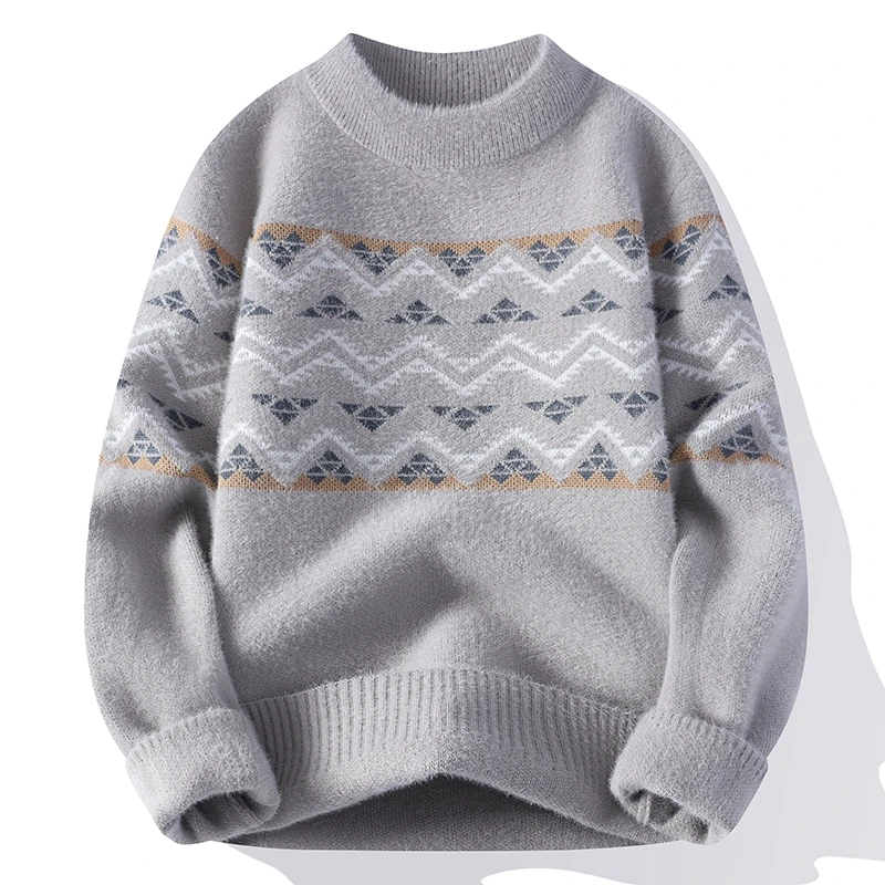 

Men's Knitted Sweater Slim Fit Thiened Winter Warm Top round Ne Long Sve Diamond Pattern Casual Faion 2023 New Arrival