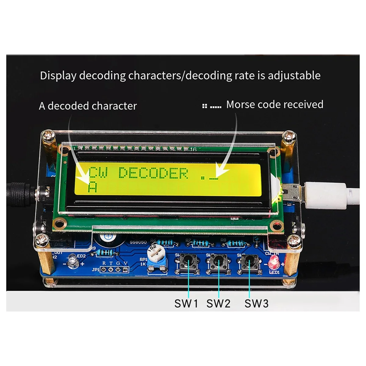 Imagem -03 - Código Morse Decodificador Trainer Peças Eletrônico Faça Você Mesmo Circuit Board Welding Practice Kit Atualizado069b cw