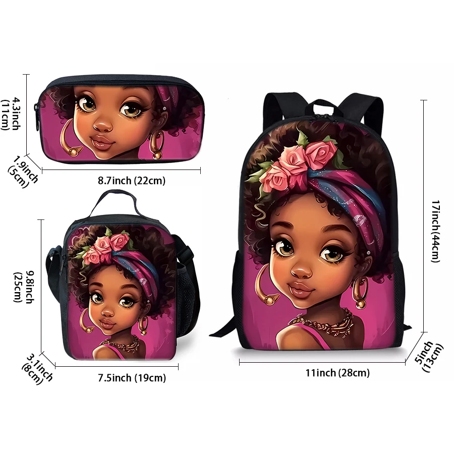 Girl Pattern Three Piece Set Backpack+Lunch Bag+Pencil Case For Boy/Girls Children Best Gifts 2D Cartoon Teens Laptop SchoolBag