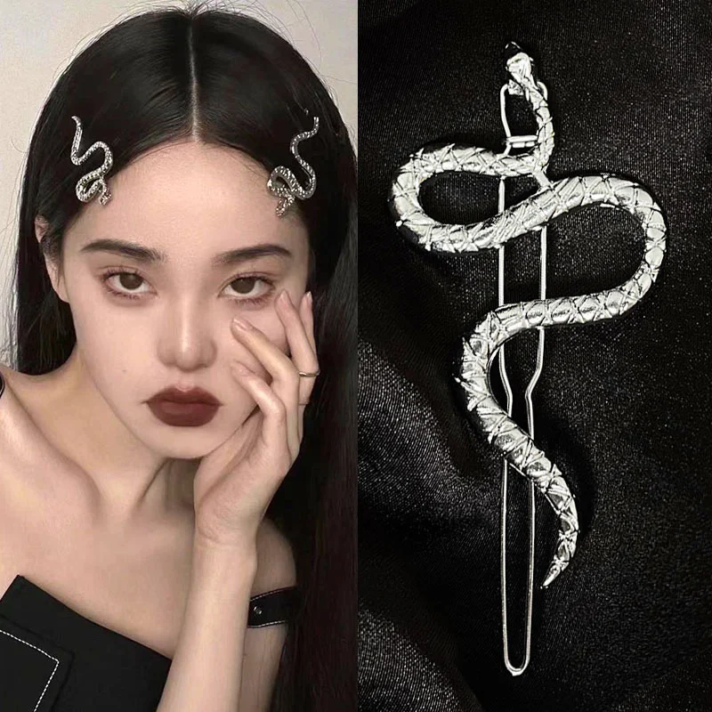 2023 New Gothic Punk  Metal Snake Medusa Hairpin Hair Clip for Women Side Bangs Holder Girls Retro Barrettes Jewelry Headwear