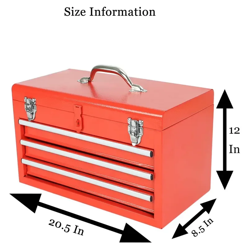 3 Drawer Heavy Duty Cold Rolled Steel Locker with Stainless Steel Handle Mechanical Organizer Toolbox for Garage Storage