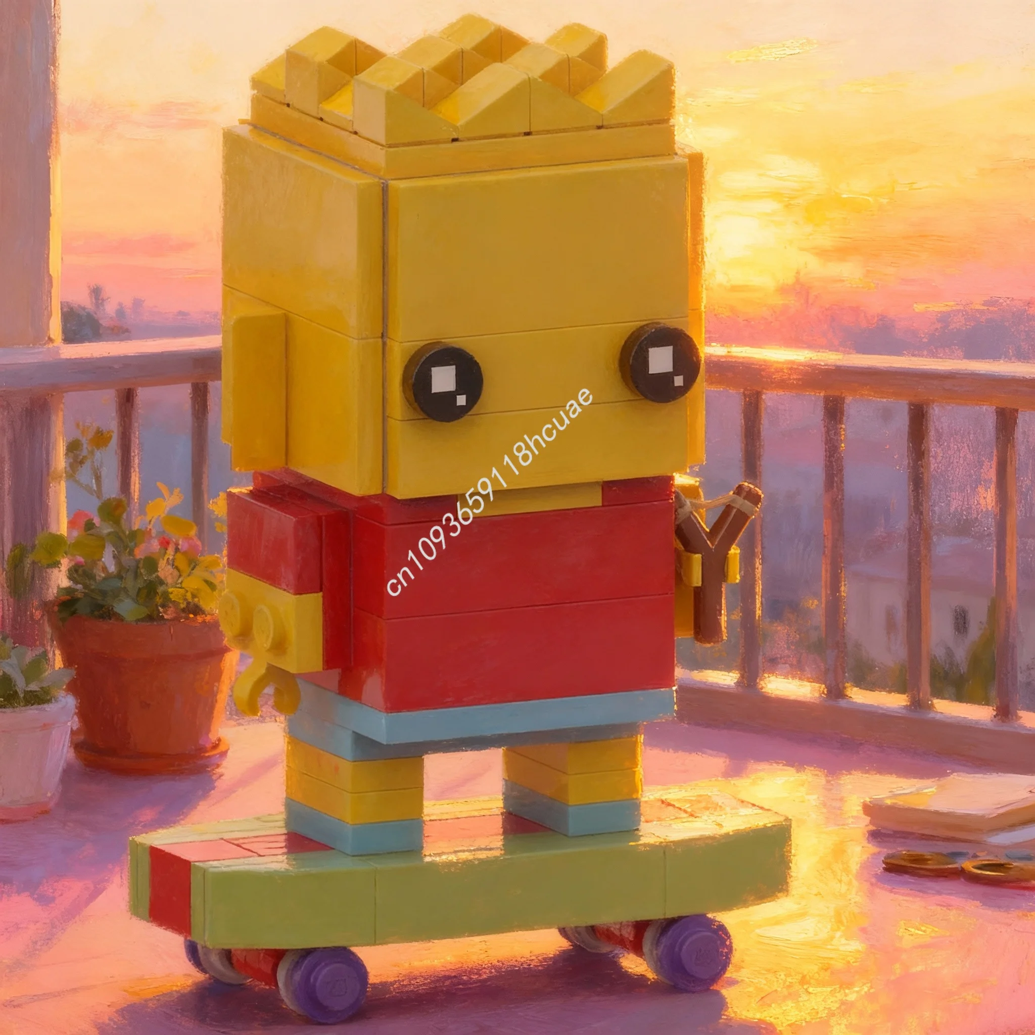 105 Piezas MOC Bart Simpson Los Simpson Brickheadz Bloques de Construcción Modelo de Juguete Educativo Regalos de Navidad