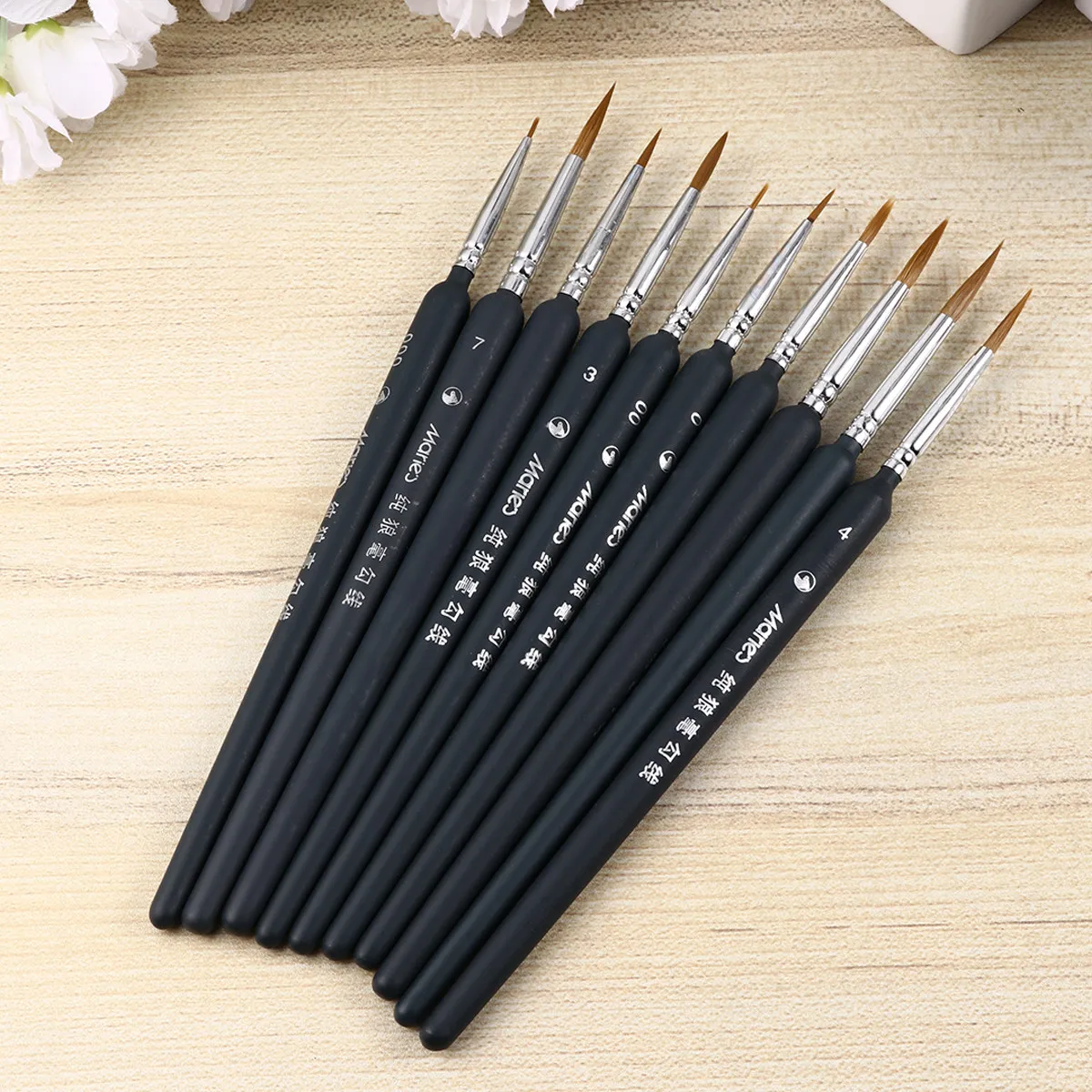 

10pcs Oil Painting Pen Set Wolf Fine Brush For Acrylic Watercolor Gouache Painting Artists Beginners Kids Travel Friendly Art
