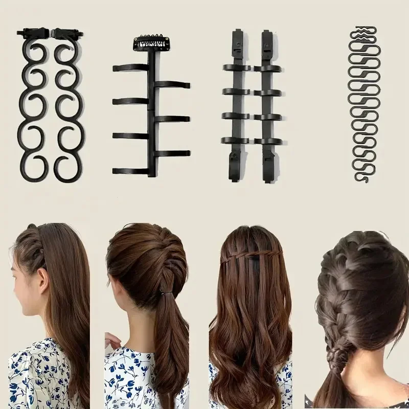 Juego de Herramientas para trenzar el cabello, Set de 6 piezas para crear trenzas de ciempiés, cascada y espina de pescado sin esfuerzo, estilo DIY