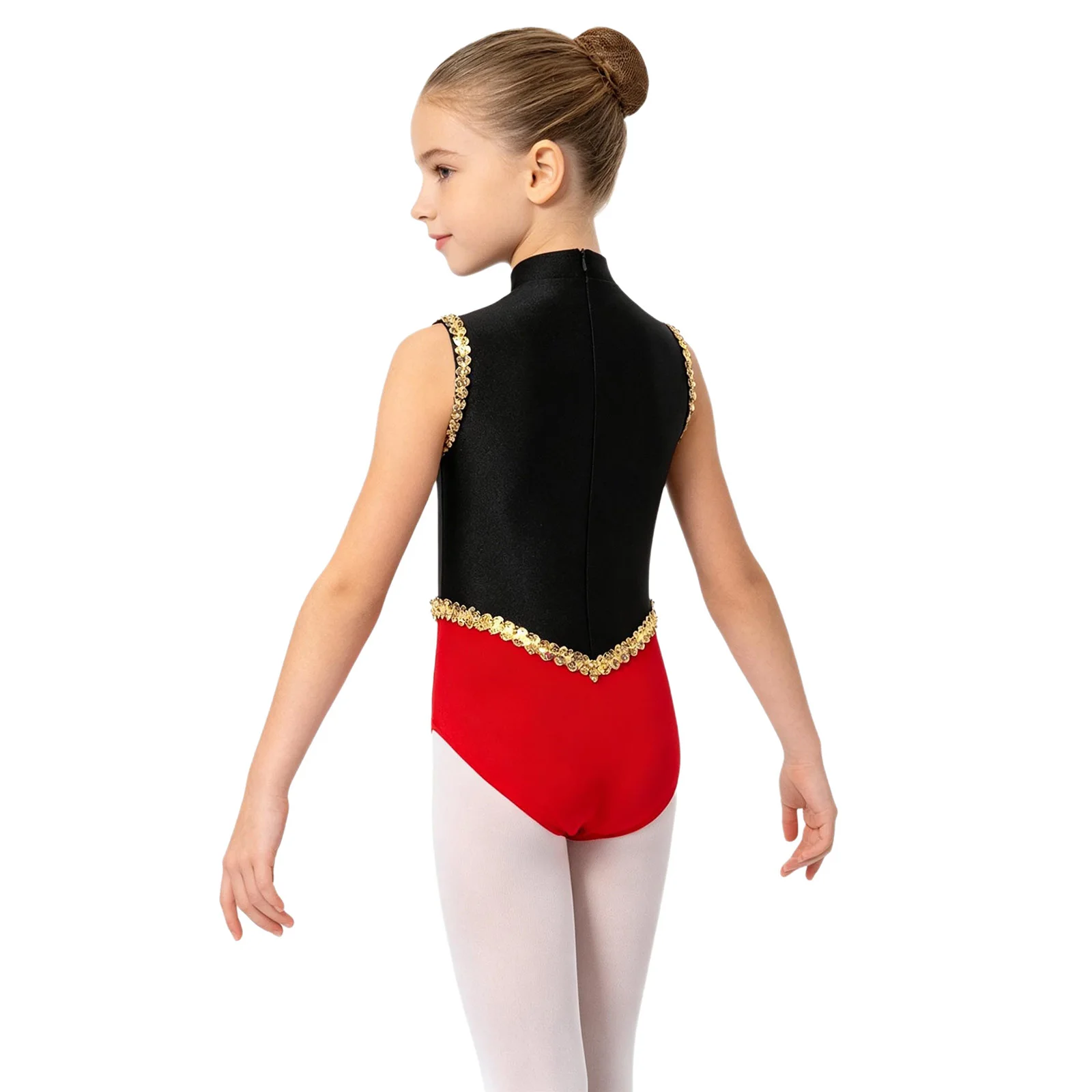 Children Circus Costume Ringmaster Bodysuit Girls Glitter Sequin Sleeveless Striped Jumpsuit Rhinestone Gymnastic Ballet Leotard view 2