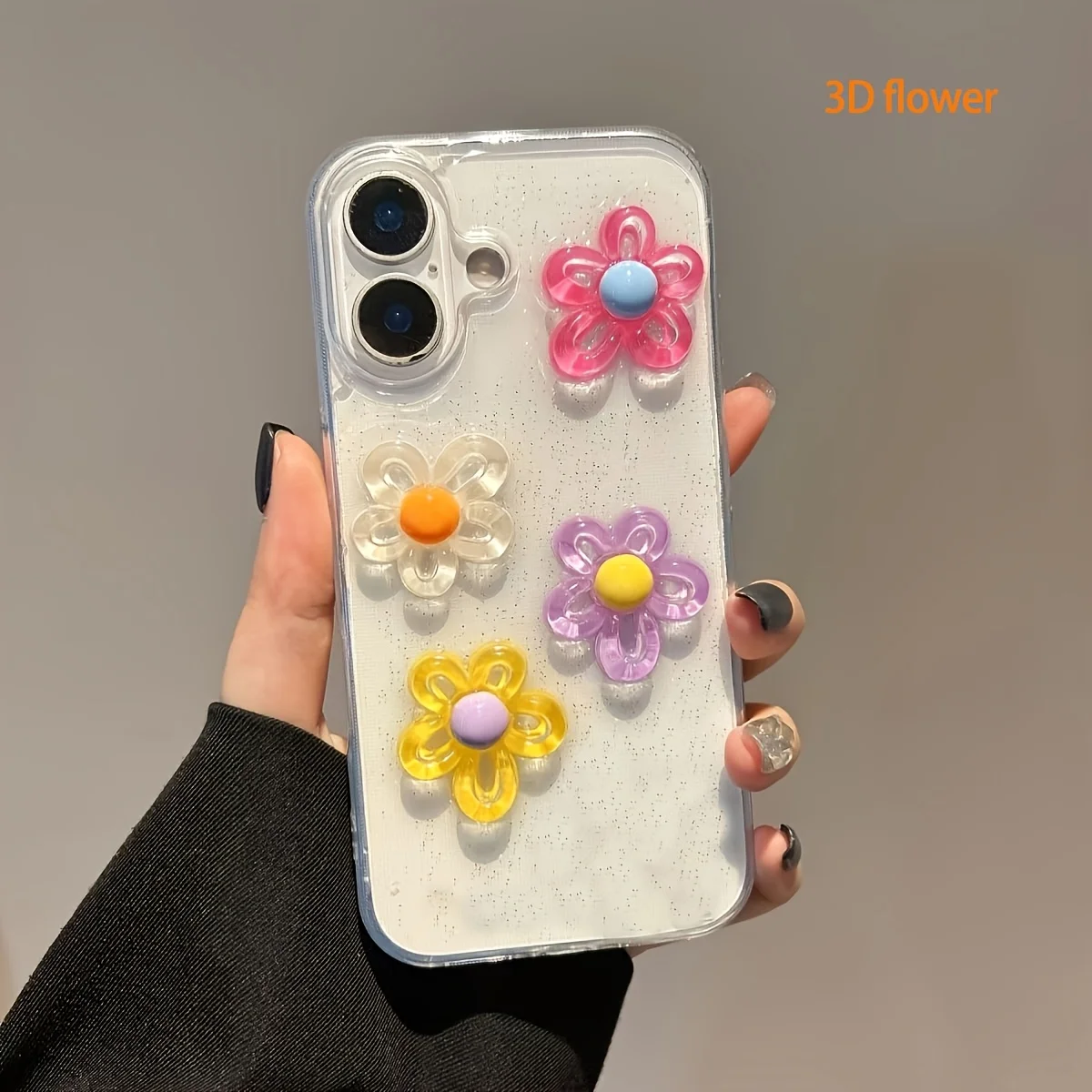 3D-Blumen Luxus Glitzer Handyhülle für iPhone 17 13 16 15 11 12 14 Pro Max 17 Air XR X 16e Weiche Stoßfeste Hülle – Detail 10