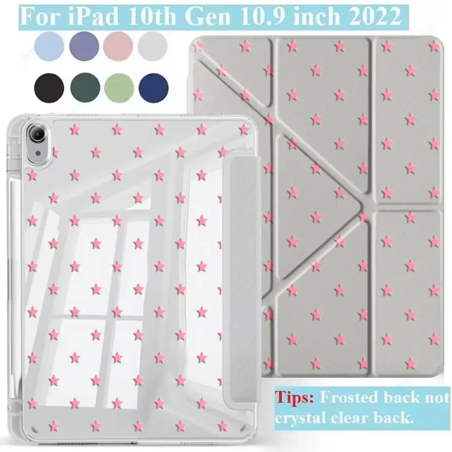 

Light Pink Star Holder Cover Tablet Case For iPad Mini 6 7 Air 4 5 M3 M2 M4 11inch Pro 2025 Pro 11th 10th 9th 8th 7th 12.9inch