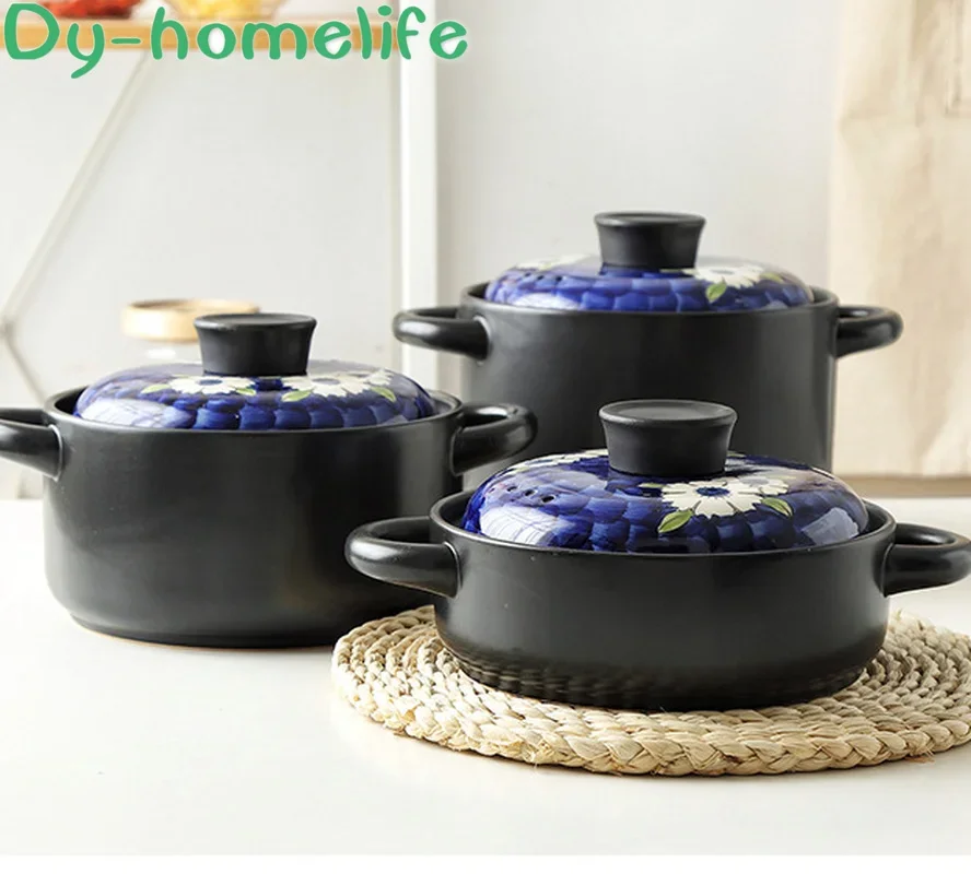 

Ceramic Earthenware Pot Japanese-Style Health Stewing Pot Household Stone Pot Stew Pot Can Open Fire Pot Stew Pot More Sizes