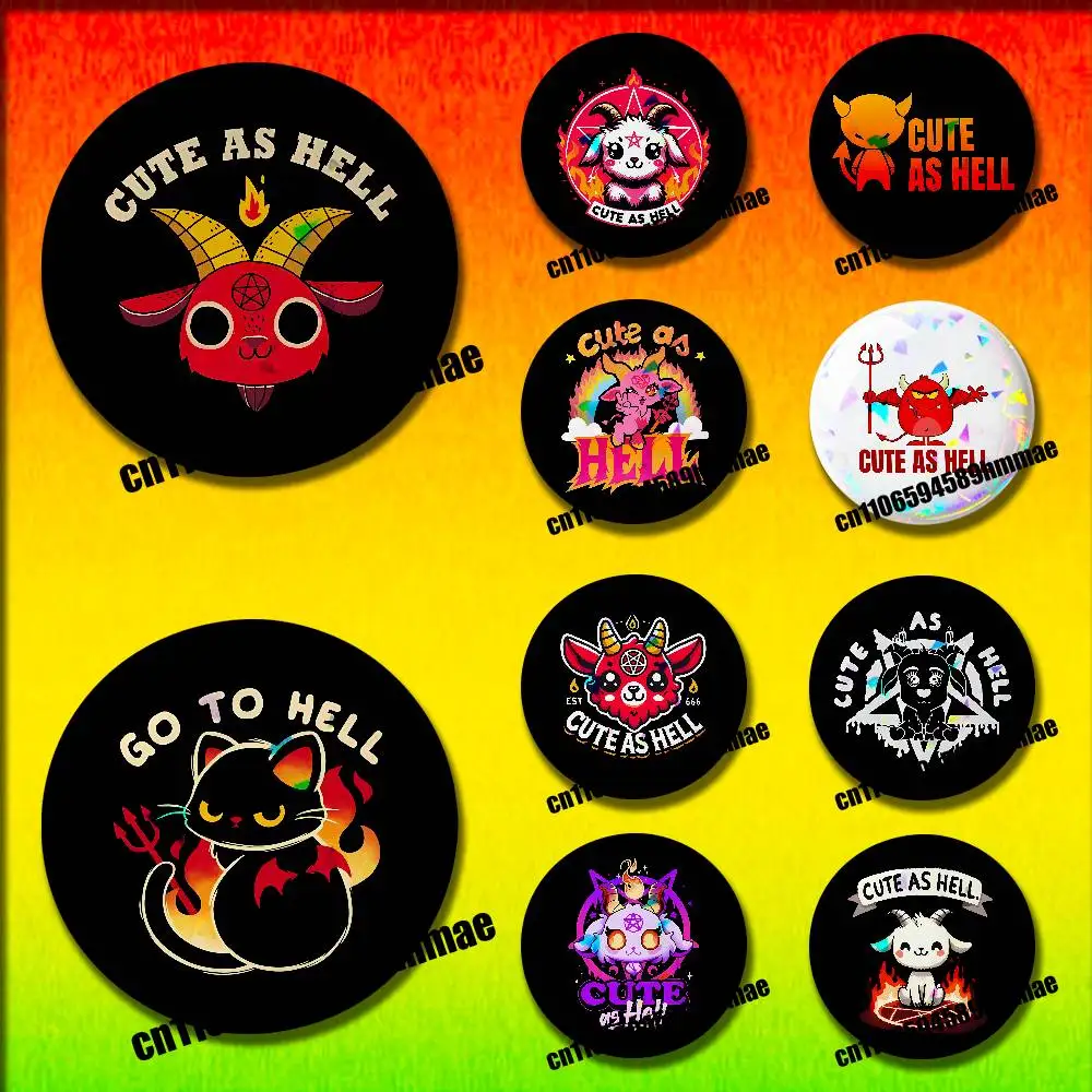 

For Cute as Hell Cat Emblem Round Pins Insignia Badge Cover Ornament 75mm Cosplay Brooch Button