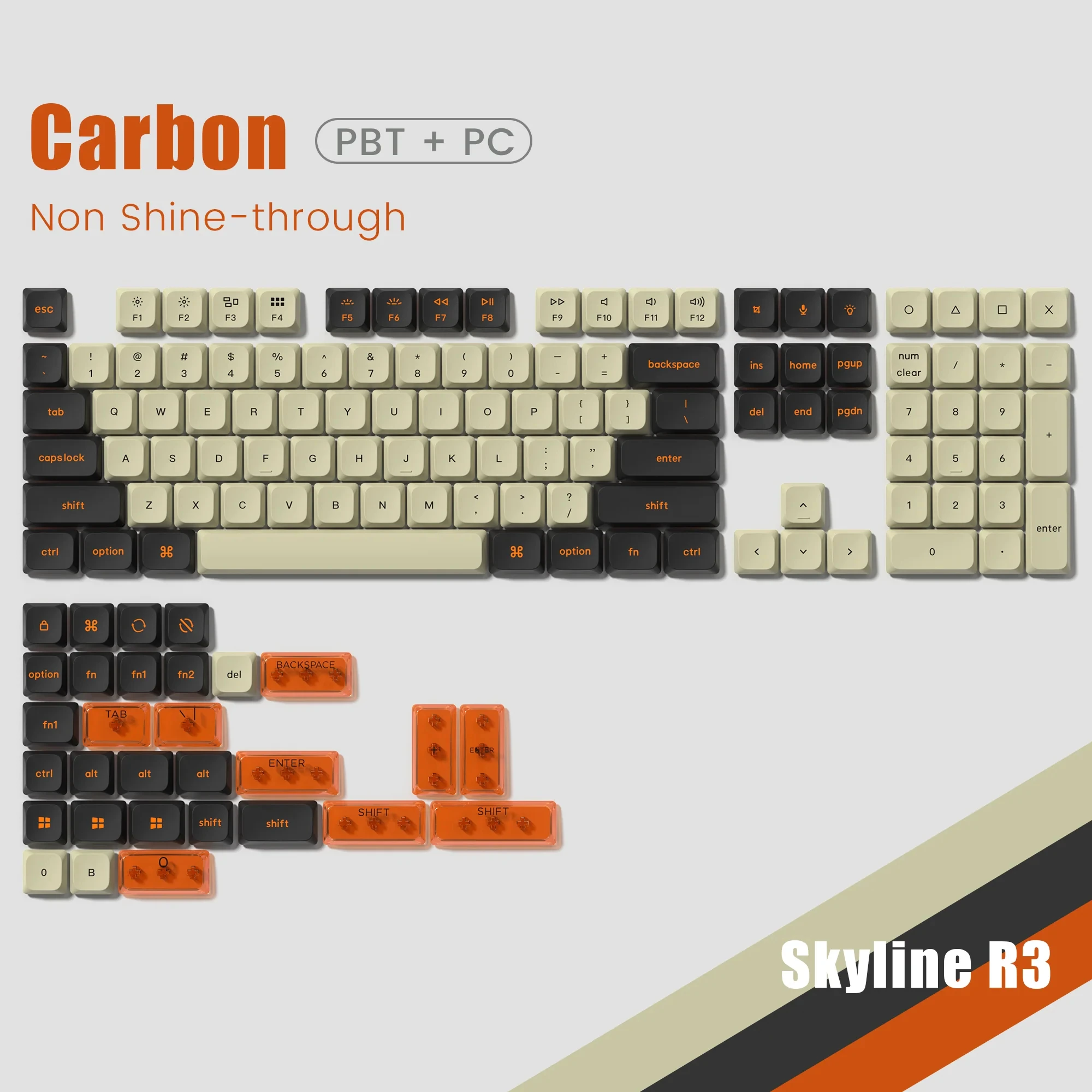 Custom Carbon Low Profile Slim PC Keycaps Double Shot PBT Keycaps 138 Keys for Gateron MX Switches Mechanical Gaming Keyboard