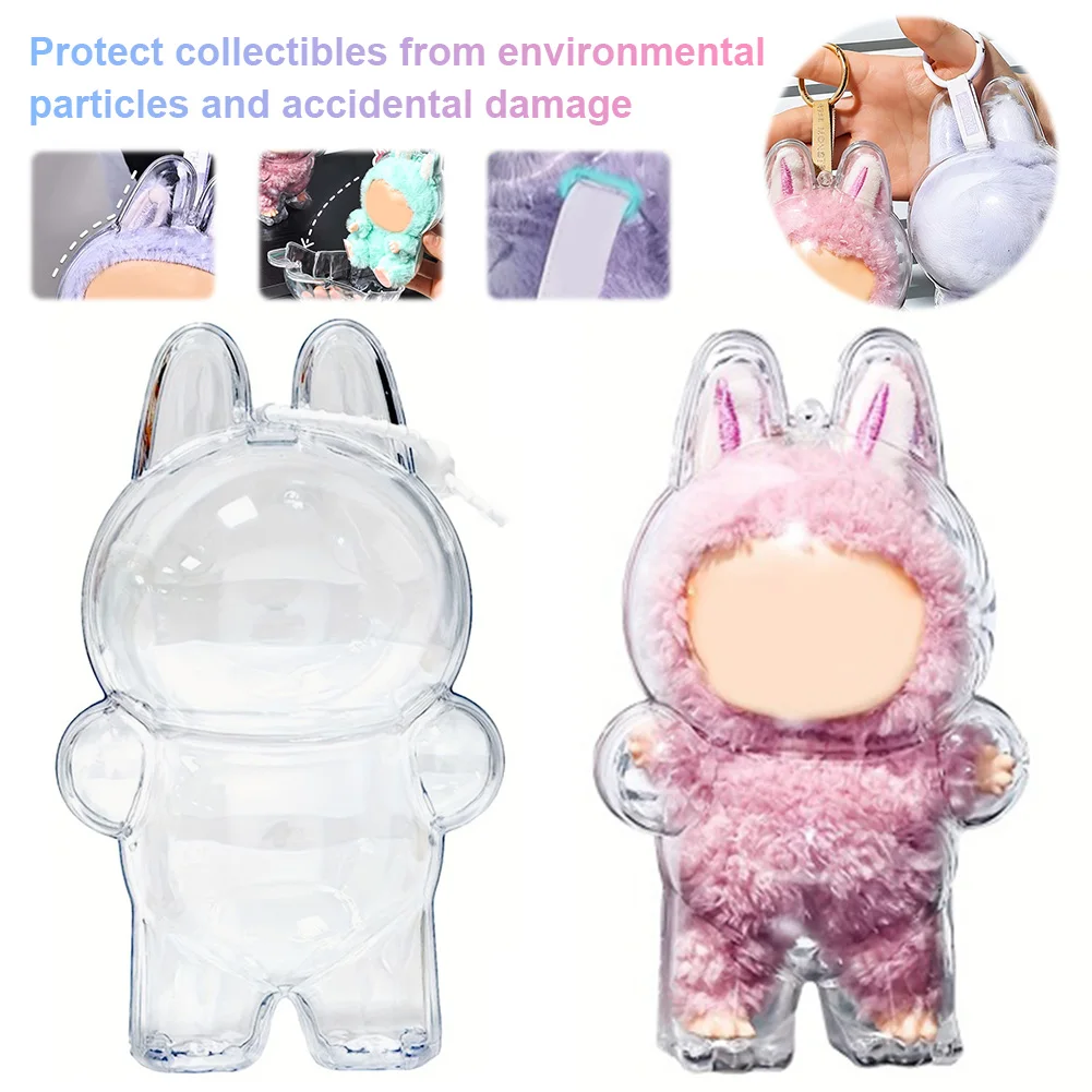 for Labubu V2 (Case Only) Transparent Protective Case Clear Figure Display Bag Plush Figure Dolls Clear Bag Dustproof Cover