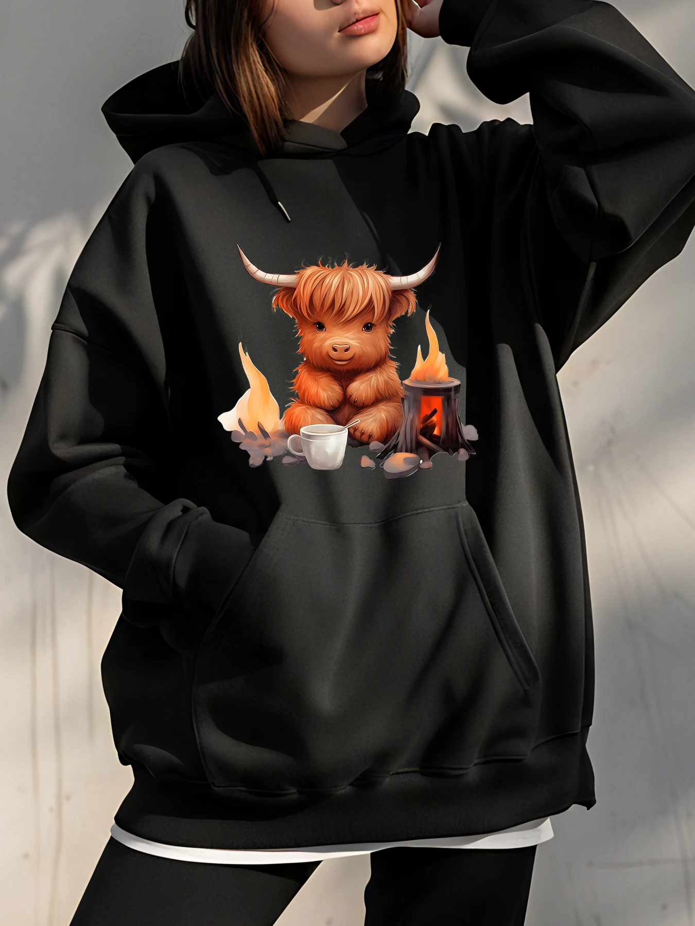 

Милая толстовка с принтом коровы Хайленд, повседневная толстовка унисекс, осенне-зимняя теплая уличная одежда для мужчин и женщин