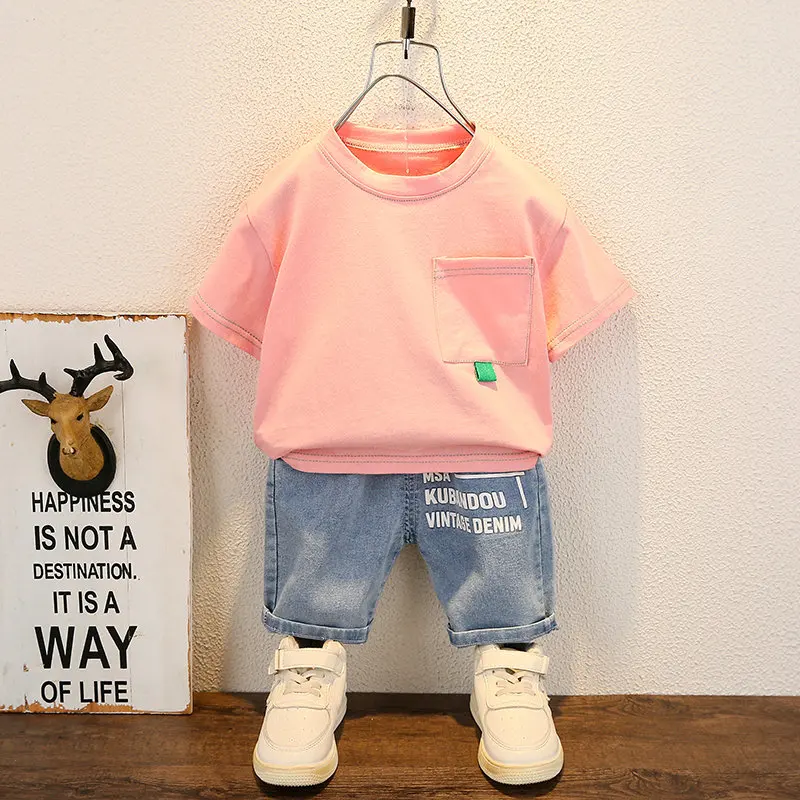 New Summer Kids Boy Kids Clothes Set Children Clothing Suit Tops Short-sleeve T-shirt Pants 2pcs/set Sport Infant Clothing