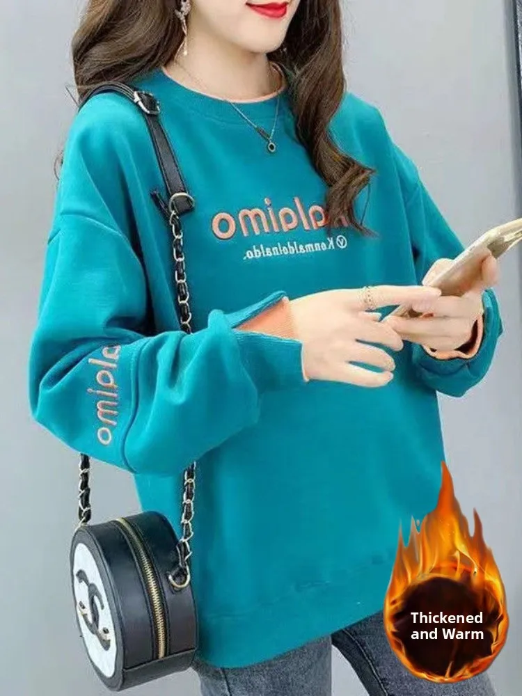 เสื้อสเวตเตอร์ผู้หญิงแฟชั่นทรงหลวมบางเบา สไตล์เกาหลี รุ่นใหม่ สำหรับฤดูใบไม้ผลิและฤดูใบไม้ร่วง คอกลม แขนยาว