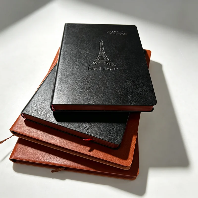 PU Leather Soft Cover Journal Sprayed Colored Edges Lined Notebook With Bookmark Ribbon School Office Writing Supplies 2 Sizes