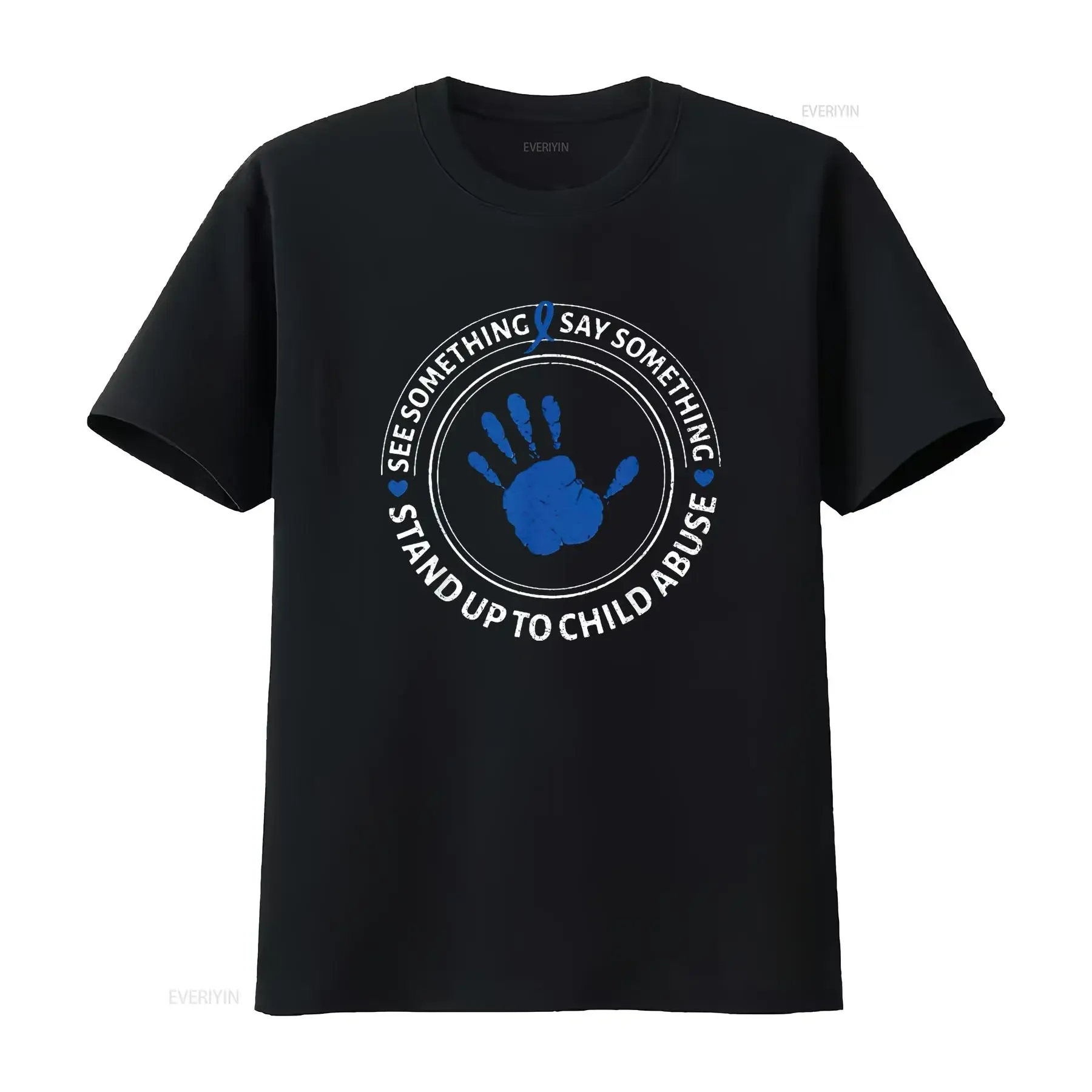 See Something Say Child Abuse Awareness Ribbon Womens T Shirt vintage Washed Comfortable Casual graphic Top For Everyday Wear