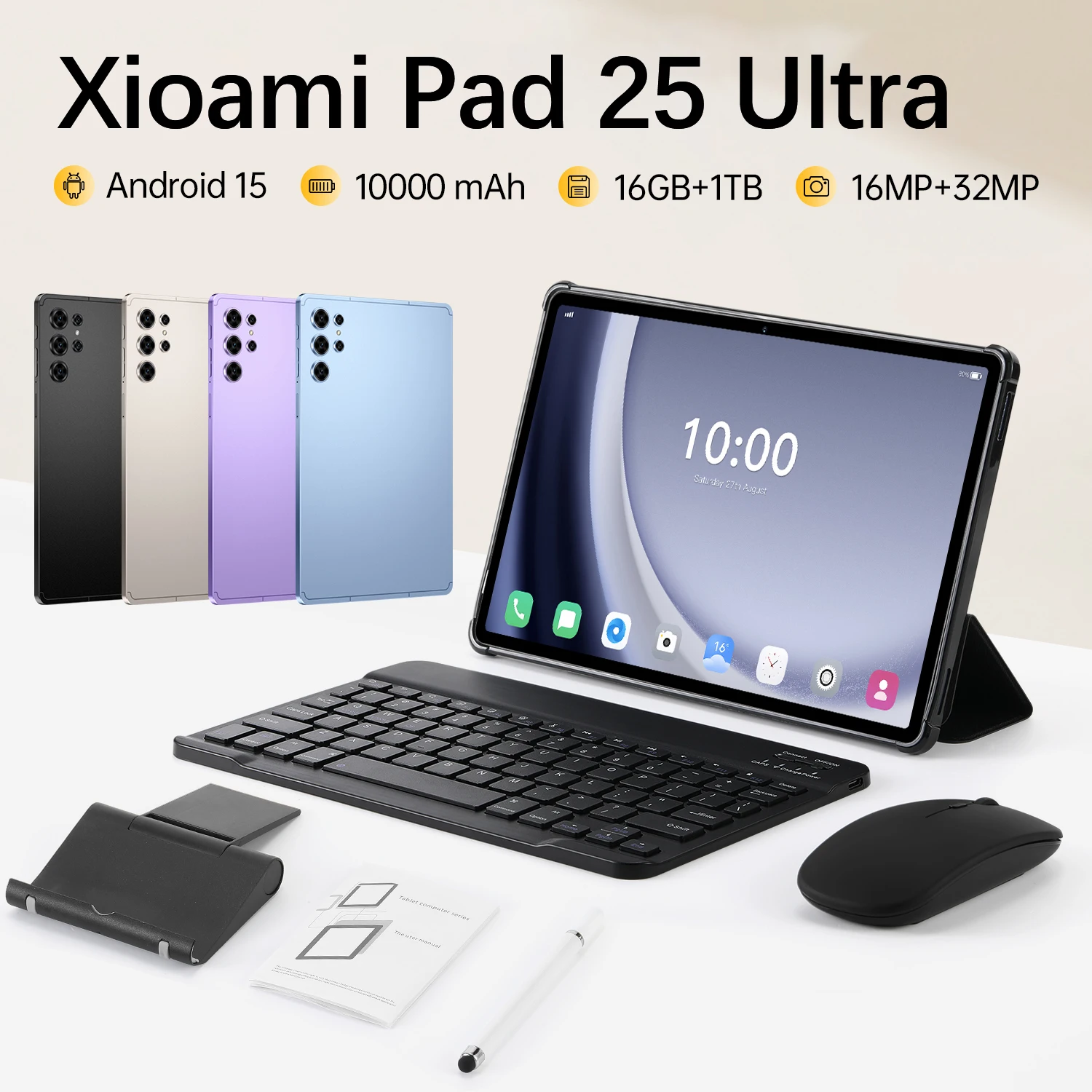

Xioami Pad 25 Ultra HOT 2025 Планшет MSnapdragon 8 Gen3 Core 10,1-дюймовый HD-экран 5G Dual SIM Dual Standby 10000 мАч Аккумулятор