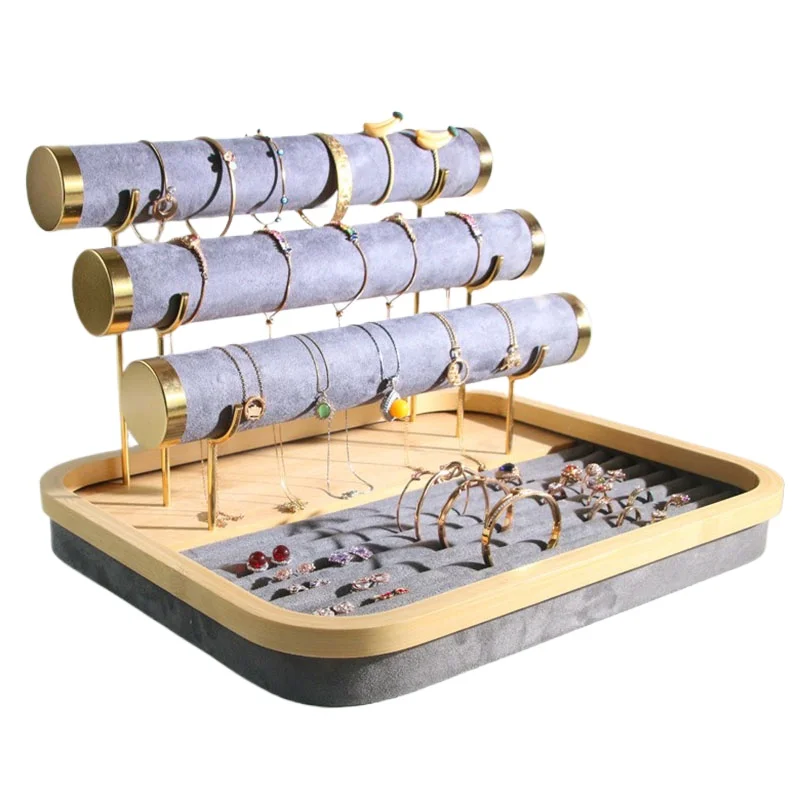 

3 Layer Jewelry Stand Luxury Bracelet Storage Holder Counter Jewelry Organizer Rack Live Stream Bracelets Rings Display Shelf