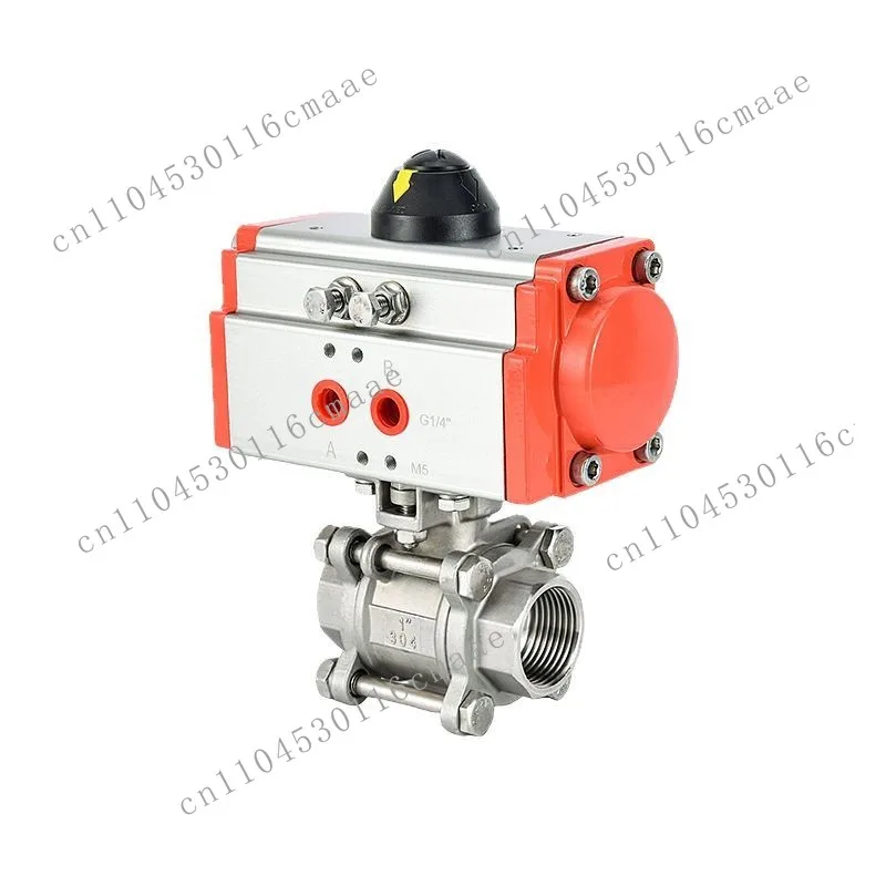 Pneumatic three-piece threaded ball valve Q611F-16P 304 high platform cap valve