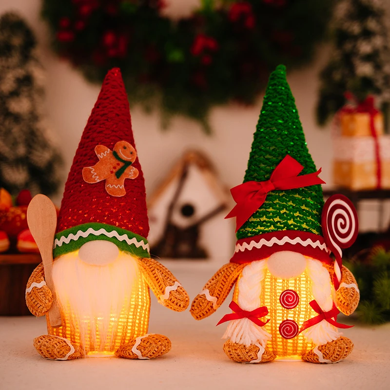 

Christmas Gingerbread Man Doll Glowing Elf Gnome Christmas Ornament Home Christmas New Year Kids Gift