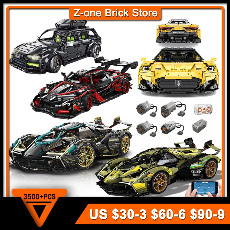 

Technical APP Remote Control Car Building Blocks Moter Power V12 MY88001 Bricks T5023 Super Sports RS6 Constructor Set Toys Kids