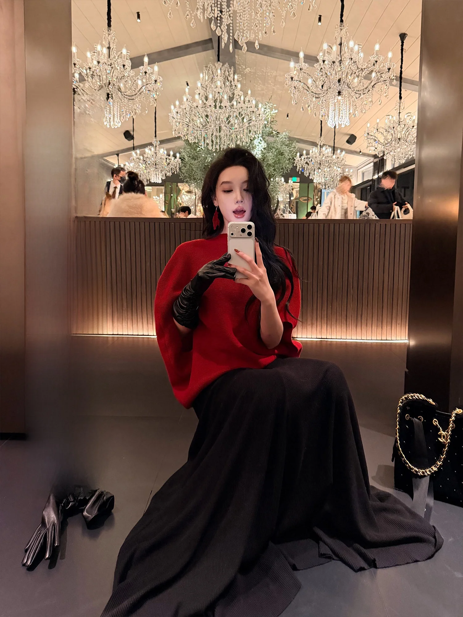 

Retro Knitted Sweater New Year's Robe Women's Faion Ele Loose Fit Woolen Tee-quarter Sve Top by Youwei