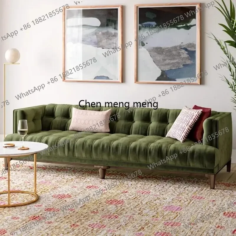 M02 French retro sofa living room three-person buckle sofa designer leisure light luxury sofa