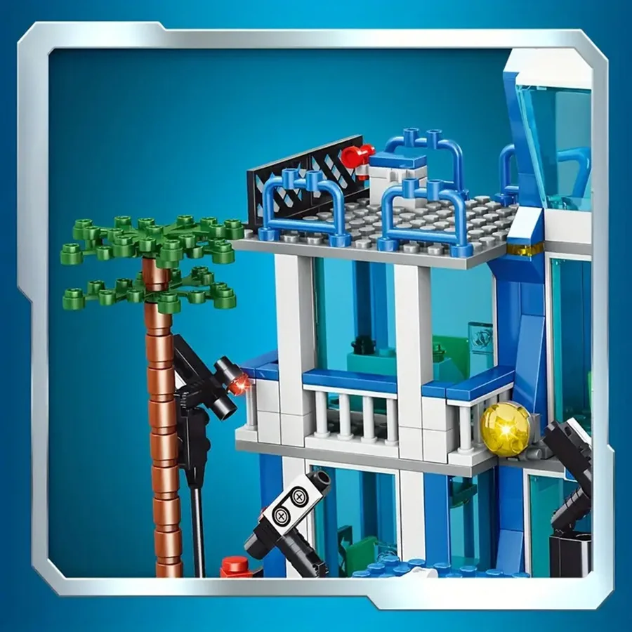 New 826pcs The blue police building, City Police, a city scene with two police cars and accessories Boy and girl birthday gifts