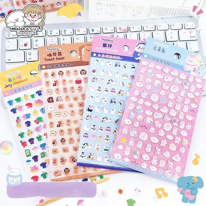 

3D пухлые мультяшные наклейки с пузырьками для детей, кавайные наклейки для девочек, чехол для телефона, журнал для скрапбукинга, забавные наклейки для малышей