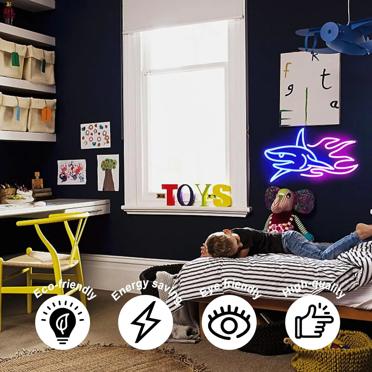 Shark USB Powered Led Neon Sign Dimmable Neon Light Wall Decor For Room Garage Decor Party Birthday Handmade Gift Pub Man Cave