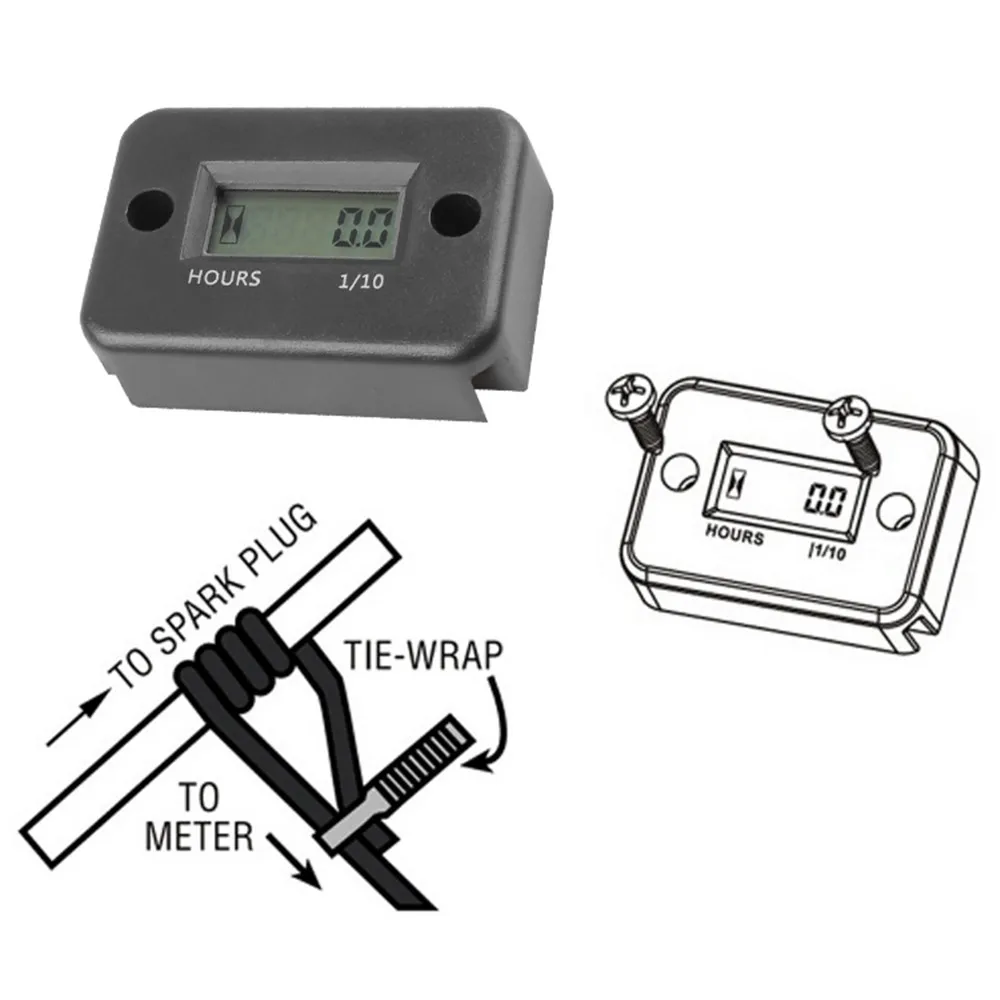 Kebidumei LCD Waterproof Digital Tach Hour Meter Counter For ATV Motorcycle Instruments Snowmobile Gasoline Boat Generator Bike